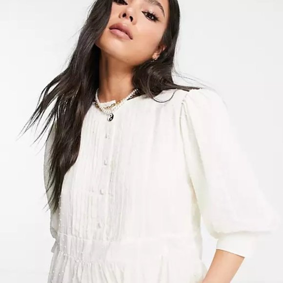 NWT Object embroidered tiered mini dress in white - Picture 4 of 4